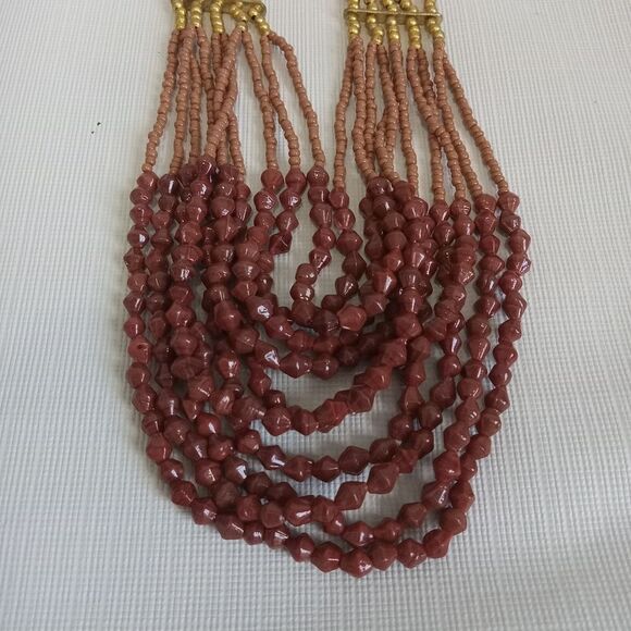 Colorful Seed Beaded Multicolored Multi Strand Layered Statement Boho Necklace - Picture 3 of 9